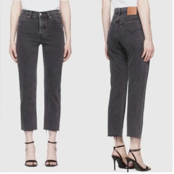 Levi's Denim - Levi's grey wash Wedgie -straight jean -raw hem buttonfly high waist Sz 30 -EUC​